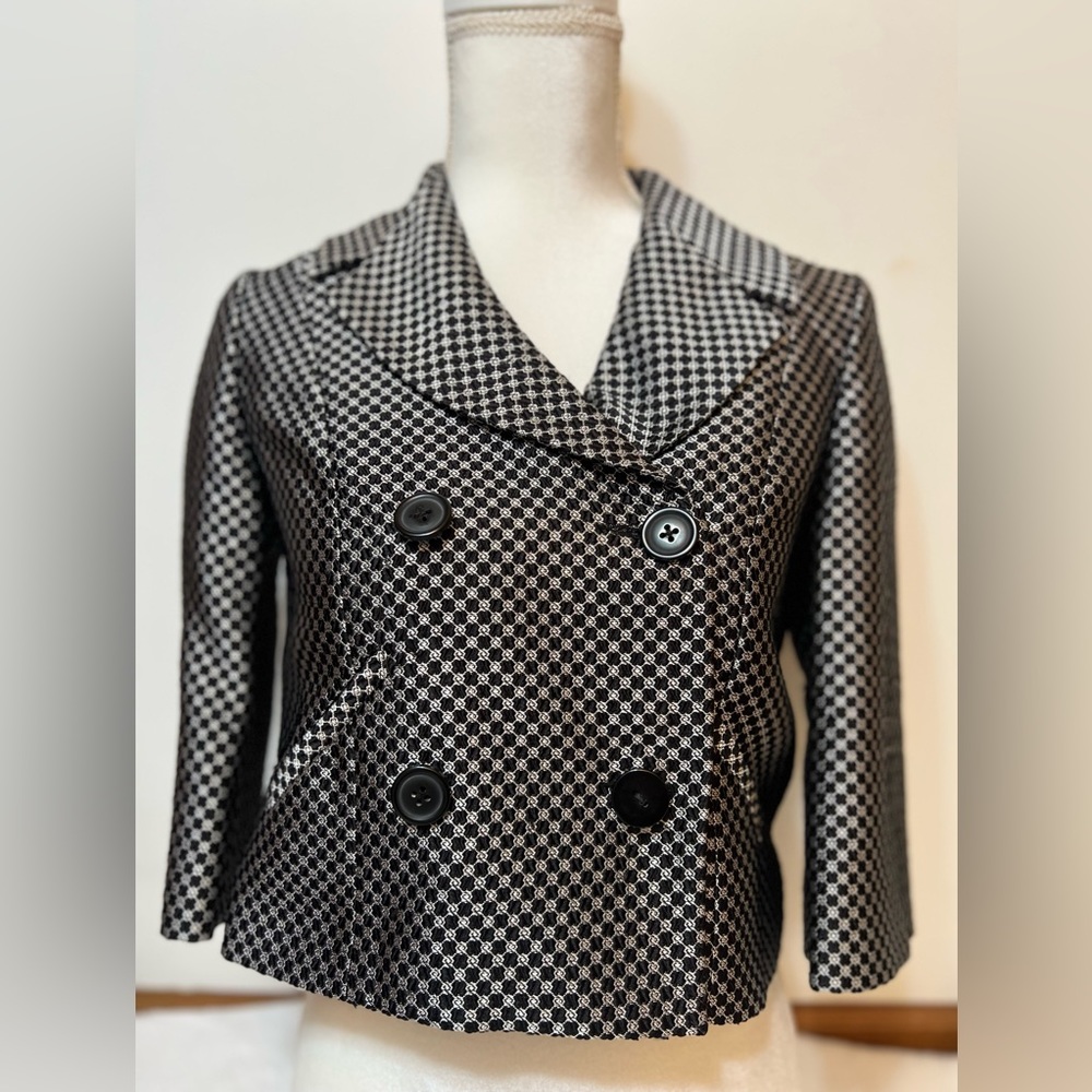 Express Black Silver Metalic Crop Blazer Suit Jacket Size 0